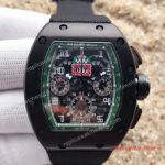 Clone Richard Mille RM011 Flyback Chronograph - Felipe Massa Watch Black Case Green Inner rubber